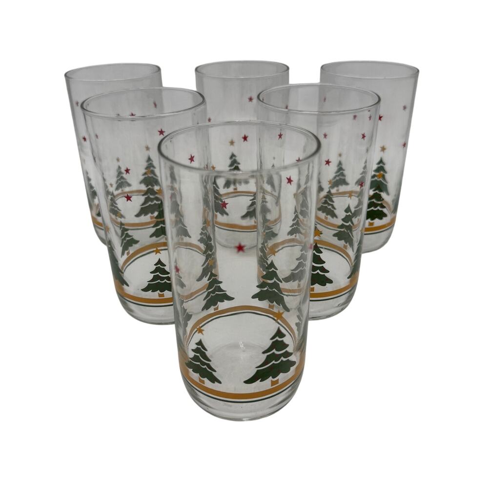 Vintage Christmas Woods Glasses by Libbey Set of 6